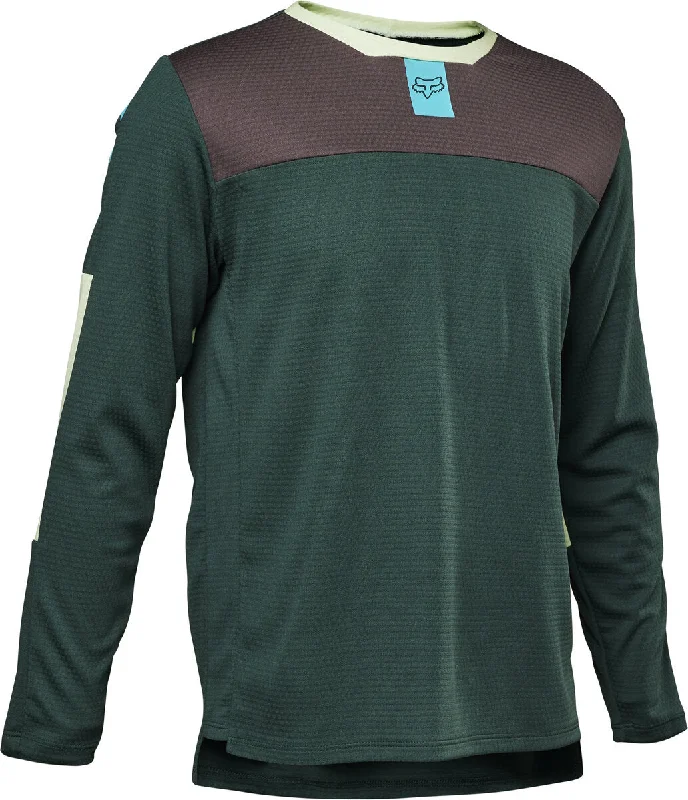 Long-Sleeve-Stretch-Fox Racing Defend Long Sleeve MTB Jersey - Youth - Emerald