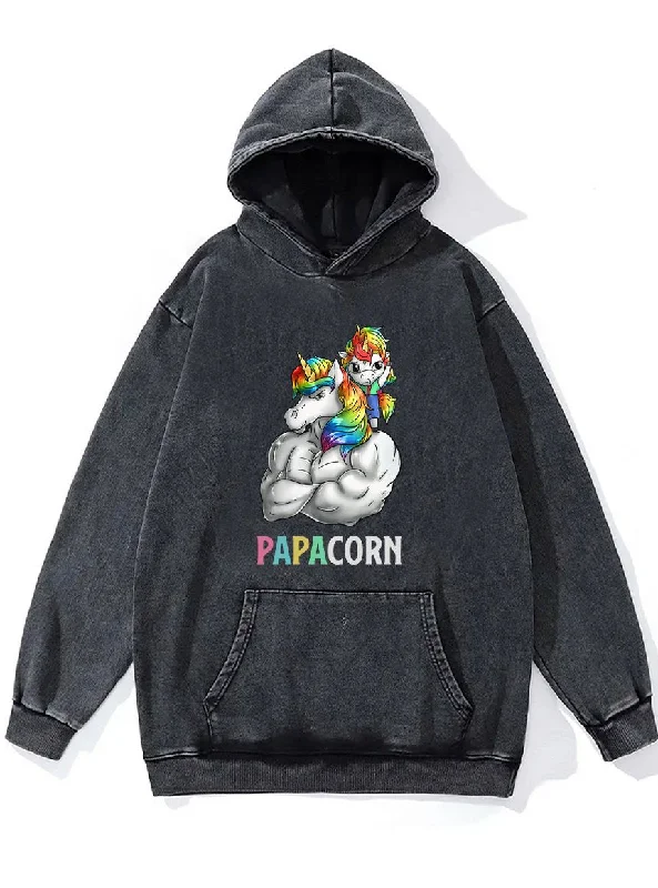 Hoodie-Vegan-PAPACORN MUSCULAR UNICORN Washed Gym Hoodie