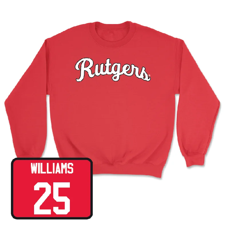 Long-Sleeve-Loose-Fit-Red Men's Basketball Script Crew - Jeremiah Williams