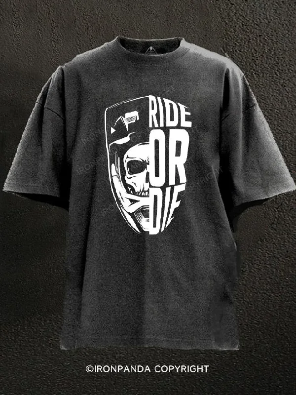 T-Shirt-Y2K-Style-ride or die Washed Gym Shirt