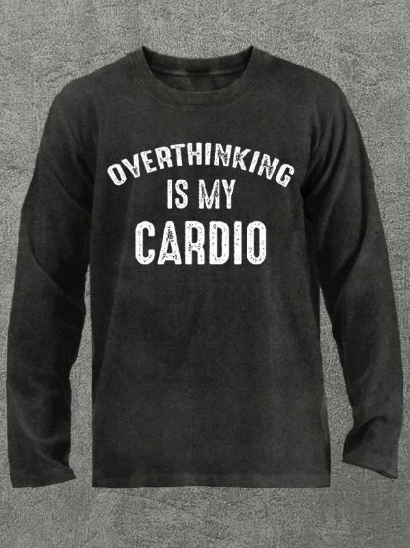 Long-Sleeve-Orange-overthinking is my cardio Washed Gym Long Sleeve Shirt