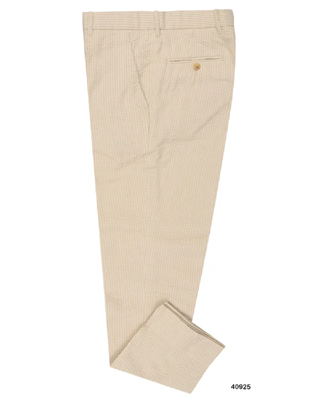 Pants-Checked-Loro Piana: Beige Seersucker