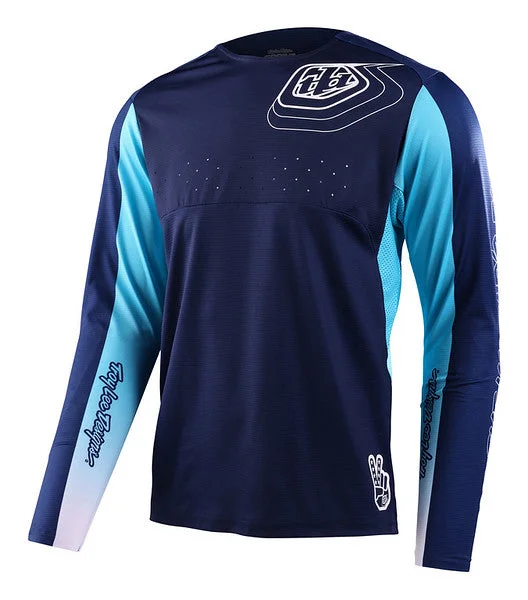 Long-Sleeve-Checked-Troy Lee Designs Sprint Long Sleeve MTB Jersey - Richter - Navy - 2023