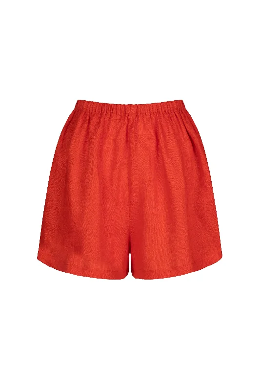 Shorts-Tie-Dye-'Hacienda' Linen Shorts - Tomato Red