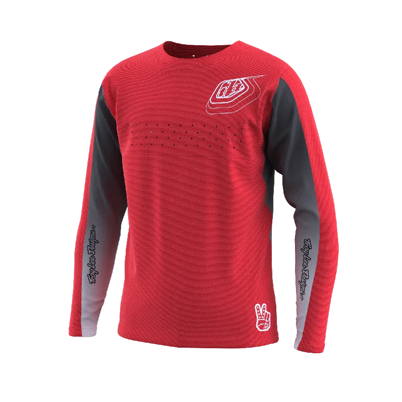 Long-Sleeve-Loose-Fit-Troy Lee Designs Sprint Long Sleeve MTB Jersey - Richter - Youth - Race Red - 2023