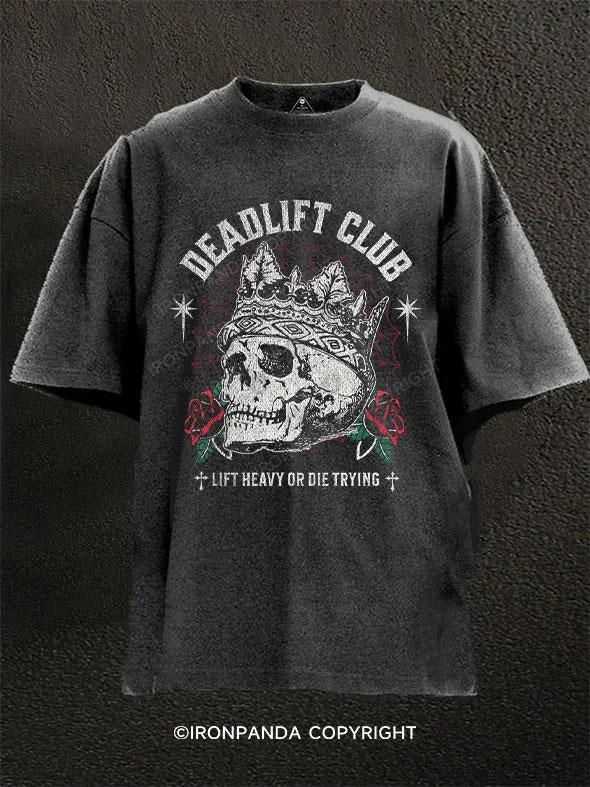 T-Shirt-Fashionable-Deadlift Club Washed Gym Shirt