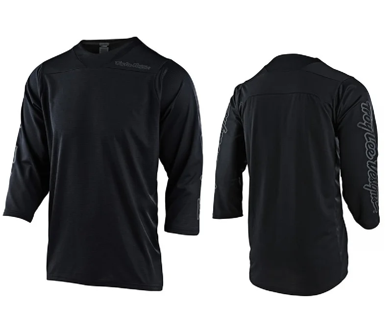 Long-Sleeve-Printed-Troy Lee Designs Ruckus 3/4 Sleeve MTB Jersey - Solid - Black