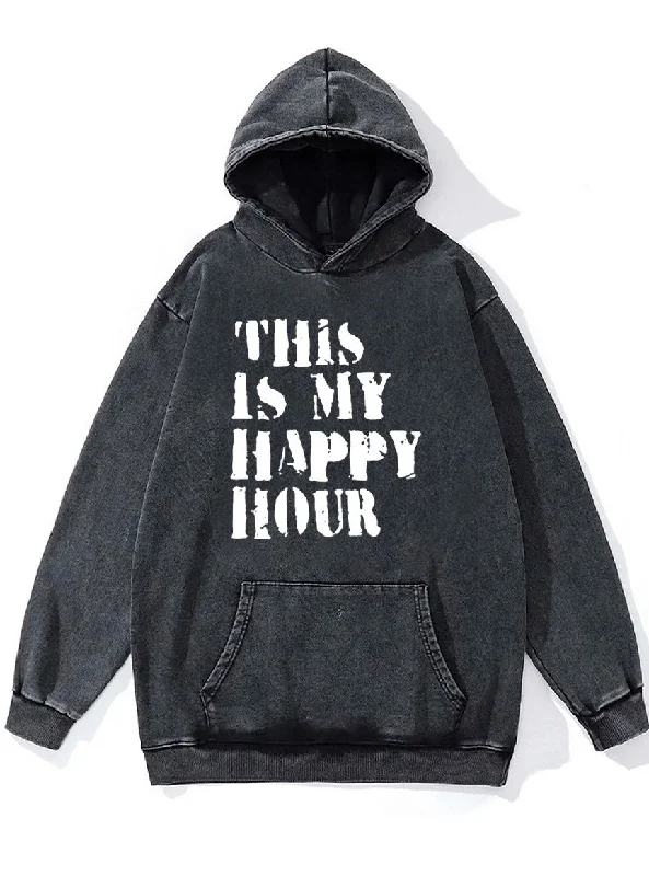 Hoodie-Blue-this is my happy hour Washed Gym Hoodie