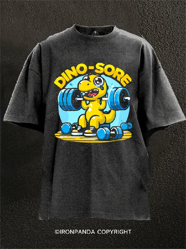 T-Shirt-Embroidery-Dinosaur Workout Washed Gym Shirt