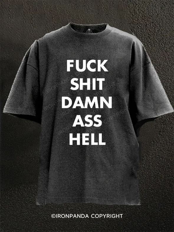 T-Shirt-Hiking-FUCK SHIT DAMN ASS HELL Washed Gym Shirt