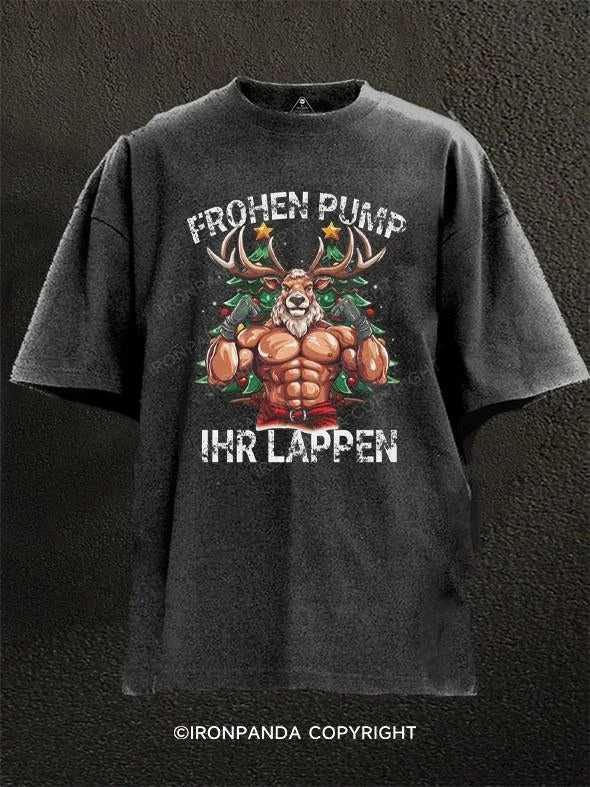 T-Shirt-Brown-Happy pumping your rags Washed Gym Shirt