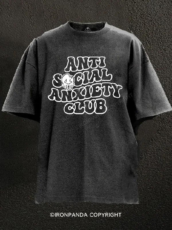 T-Shirt-Tie-Dye-Anti social anxiety club Washed Gym Shirt