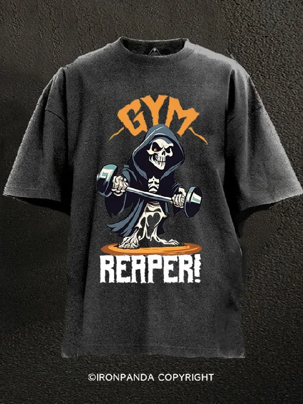 T-Shirt-Plain-Gym Reaper Washed Gym Shirt