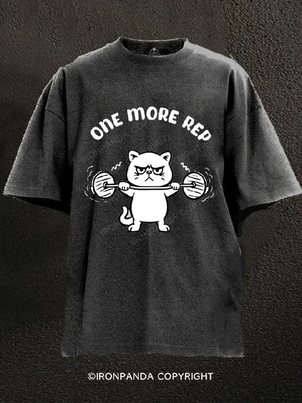 T-Shirt-Boho-cat One More Rep Washed Gym Shirt