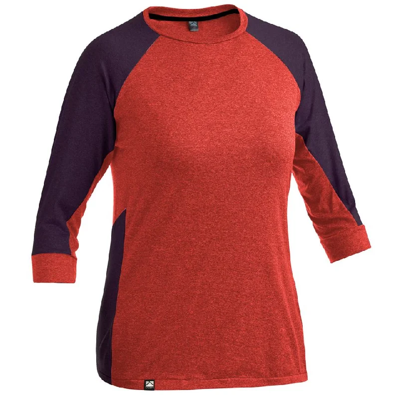 Long-Sleeve-Athletic-Kaden Apparel Gryla 3/4 Sleeve MTB Jersey - Womens - Dark Persimmon-Plum