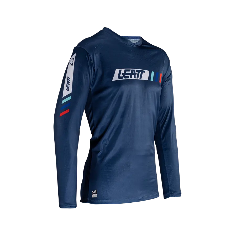 Long-Sleeve-Striped-Leatt Enduro 4.0 Long Sleeve MTB Jersey - Denim - 2024