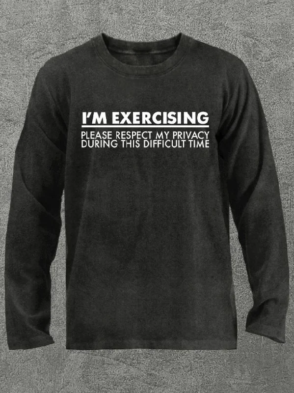 Long-Sleeve-Button-Up-please respect my privacy Washed Gym Long Sleeve Shirt