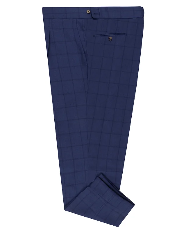 Pants-Recycled-Drago: Super 160s Royal Blue Checks