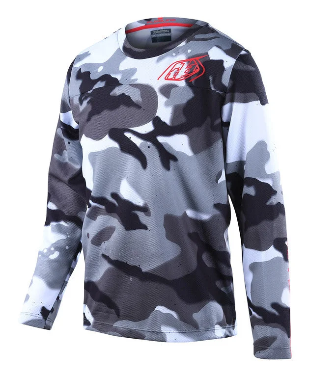 Long-Sleeve-Thermo-Regulated-Troy Lee Designs Flowline Long Sleeve MTB Jersey - Youth - Spray Camo - White