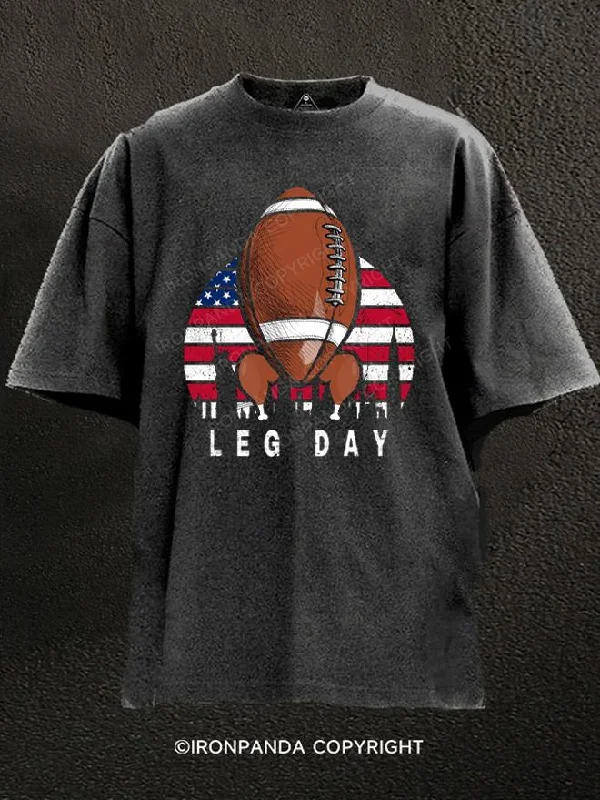 T-Shirt-Relaxed-Fit-American Football Turkey Leg Day Washed Gym Shirt