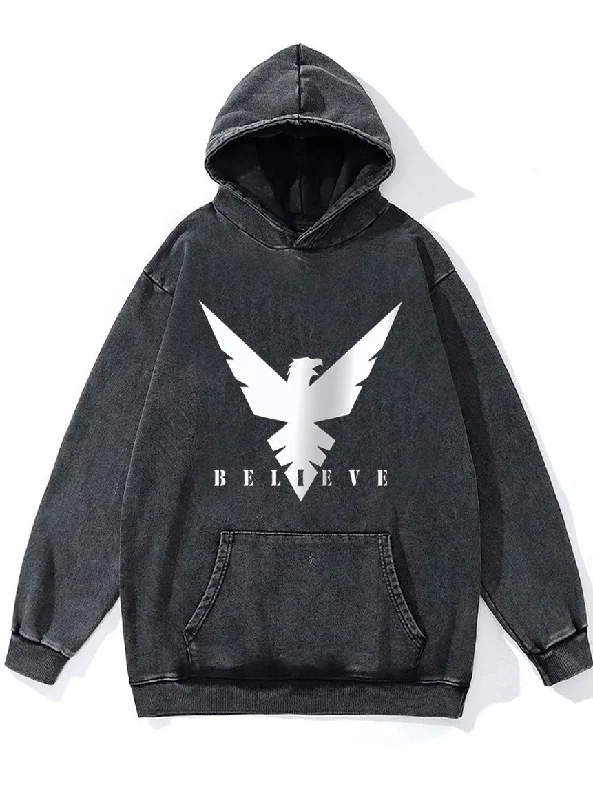 Hoodie-School-believe hawk Washed Gym Hoodie