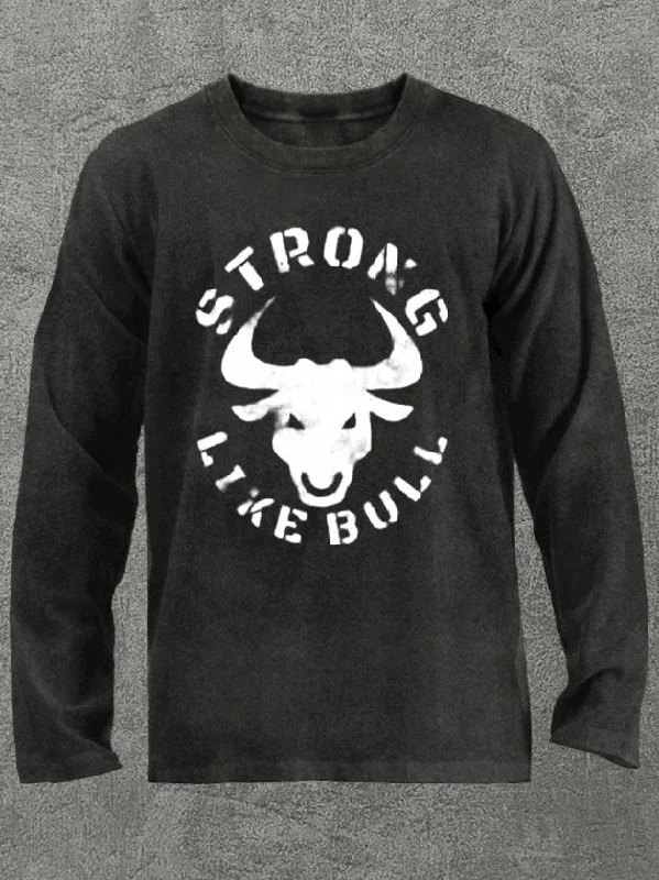 Long-Sleeve-Couple-strong like bull Washed Gym Long Sleeve Shirt