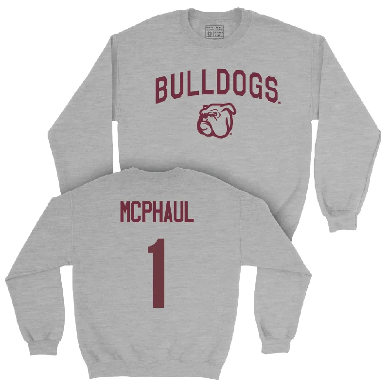 Long-Sleeve-Camping-Sport Grey Women's Basketball Bulldogs Crew - Destiney McPhaul