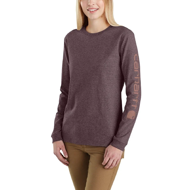 Long-Sleeve-Minimalist-Carhartt Women's Heavyweight Long Sleeve Logo T-Shirt_Blackberry Heather