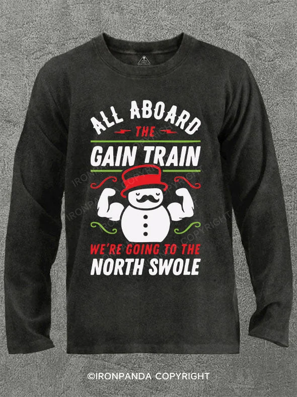 Long-Sleeve-Washable-all aboard the gain train Washed Gym Long Sleeve Shirt