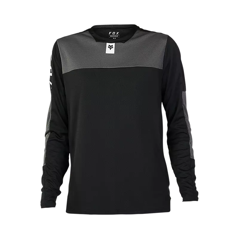 Long-Sleeve-Heavyweight-Fox Racing Defend Long Sleeve MTB Jersey - Foxhead - Black