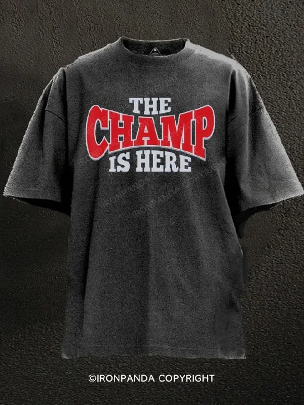 T-Shirt-Polka-Dot-The Champ Is Here Washed Gym Shirt