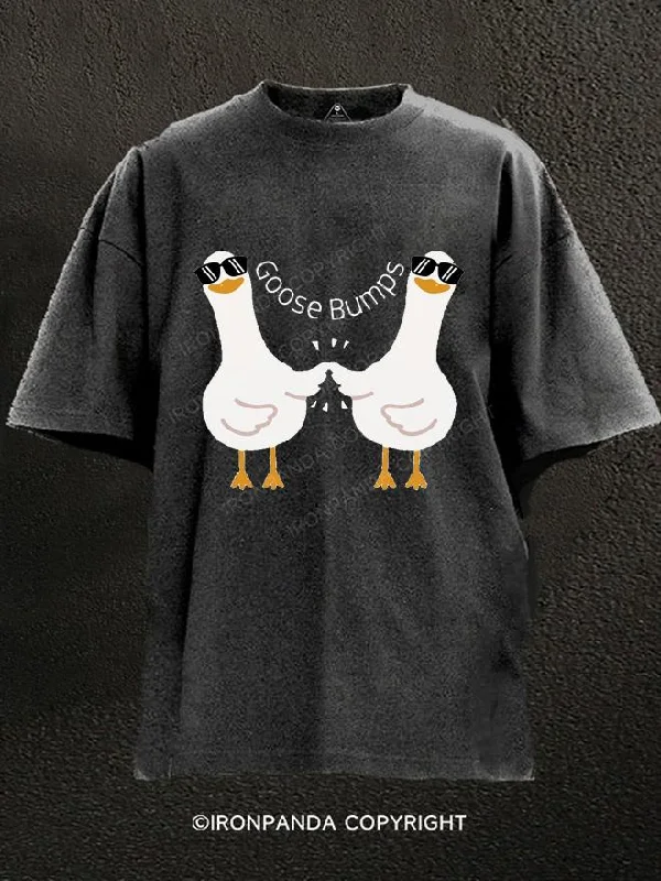 T-Shirt-DTG-Print-Goose Bumps：Fist Bumping Geese Washed Gym Shirt