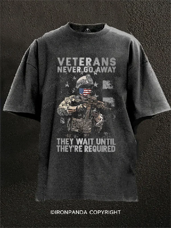 T-Shirt-School-Veterans Never Go Away Washed Gym Shirt