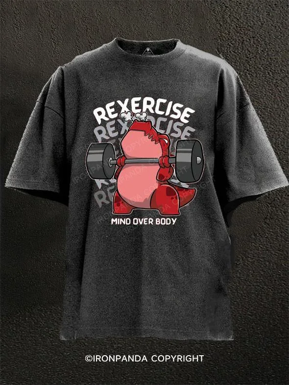 T-Shirt-Graphic-Rexercise mind over body Washed Gym Shirt