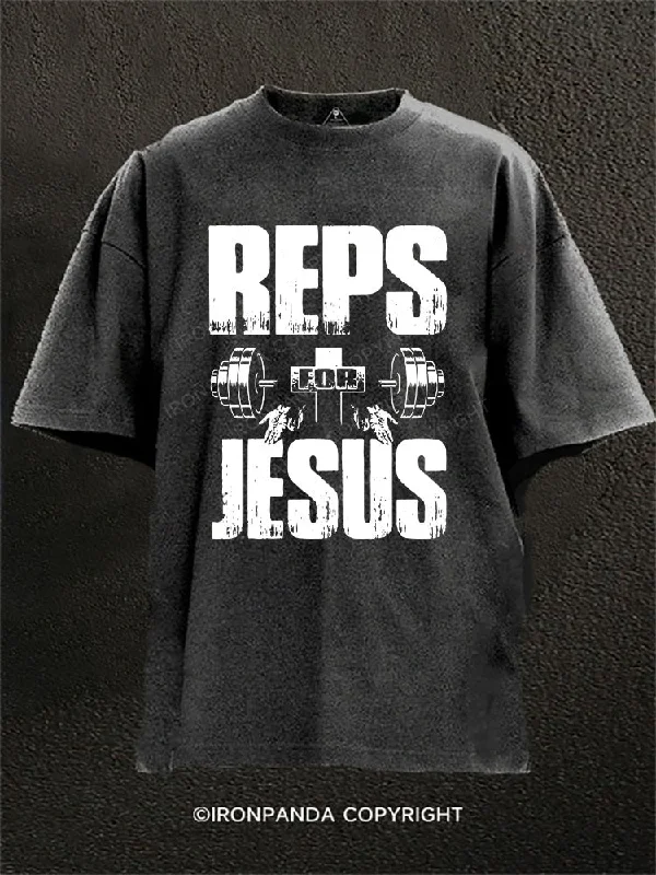 T-Shirt-Vegan-Reps For Jesus Lifting Washed Gym Shirt