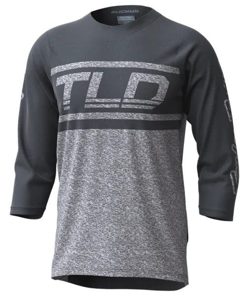 Long-Sleeve-Loose-Fit-Troy Lee Designs Ruckus 3/4 Sleeve MTB Jersey - Bars - Gray-Gray Heather - 2023