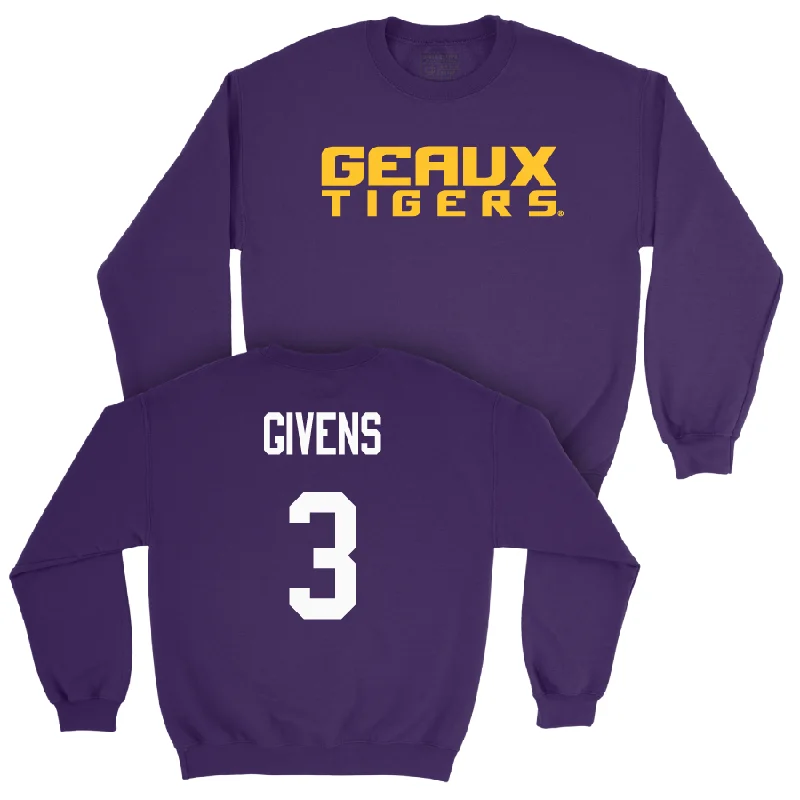 Long-Sleeve-Cozy-Men's Basketball Purple Geaux Crew  - Curtis Givens