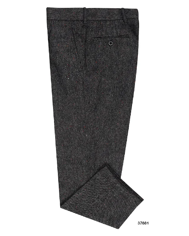 Pants-Sustainable-Holland & Sherry Tweed Wool Black & Grey With Red Point Tweed Point Tweed