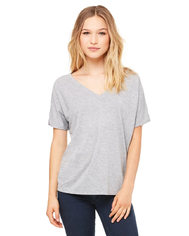 T-Shirt-Black-Bella + Canvas 8815 Ladies' Slouchy V-Neck T-Shirt