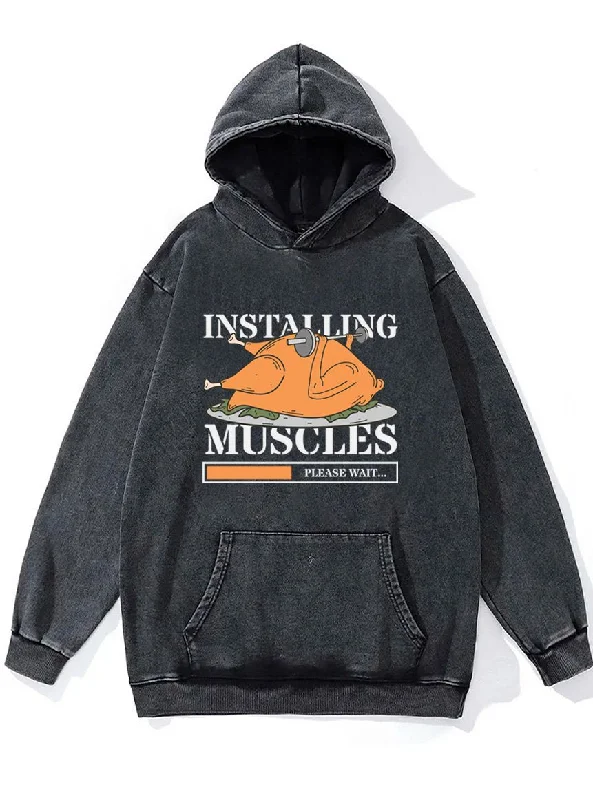 Hoodie-Workwear-installing muscles Washed Gym Hoodie