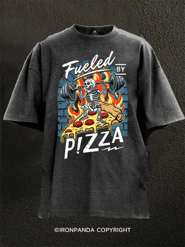 T-Shirt-Stretch-fueled by pizza Washed Gym Shirt