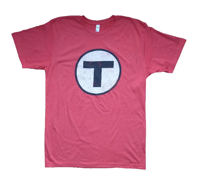 T-Shirt-Lightweight-Boston MBTA T Logo Red T-Shirt (ADULT)