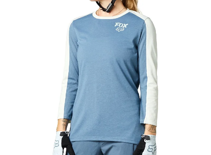 Long-Sleeve-High-Quality-Fox Racing Ranger DR 3/4 Sleeve MTB Jersey - Womens - Matt Blue