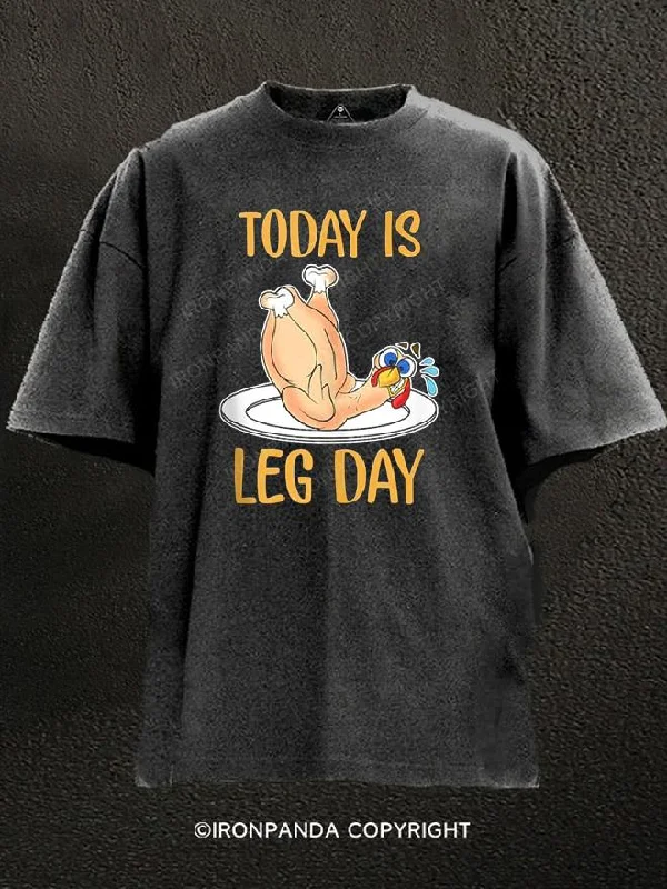 T-Shirt-Outdoor-Today Is Leg Day Washed Gym Shirt