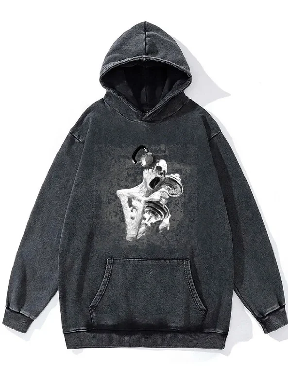 Hoodie-Black-skeleton dumdbell lifting Washed Gym Hoodie