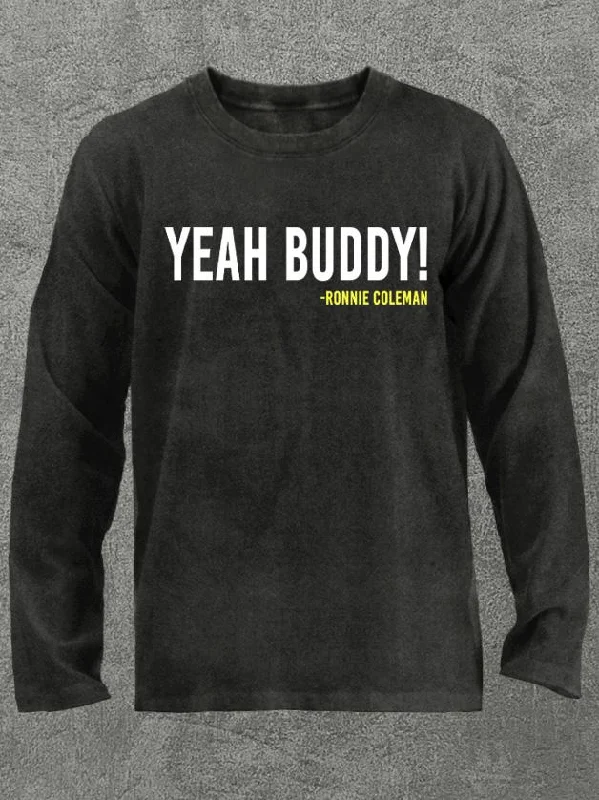 Long-Sleeve-Checked-yeah buddy Washed Gym Long Sleeve Shirt