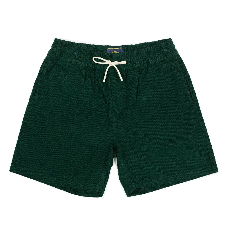 Shorts-Recycled-Easy shorts in green micro corduroy