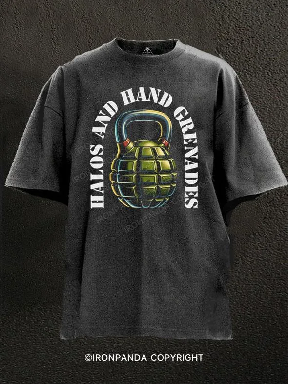 T-Shirt-School-grenade kettlebell Washed Gym Shirt