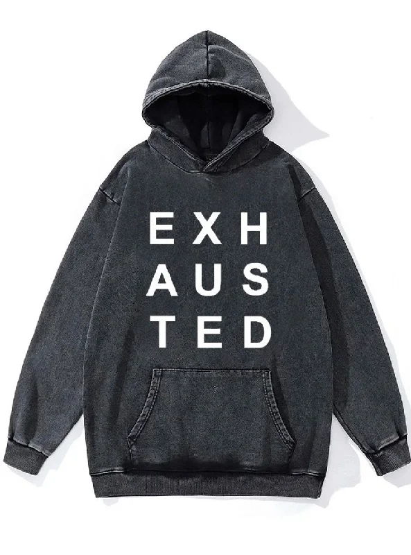 Hoodie-White-exhausted Washed Gym Hoodie