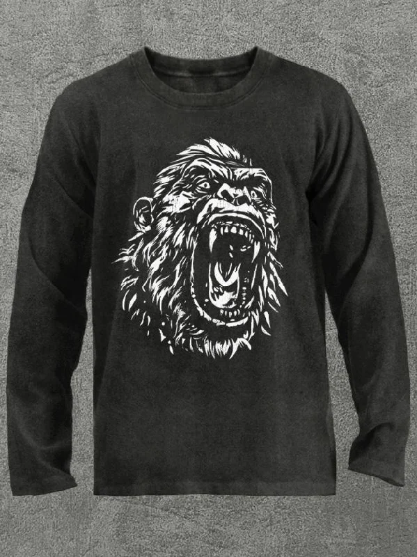 Long-Sleeve-Camo-roaring gorilla Washed Gym Long Sleeve Shirt